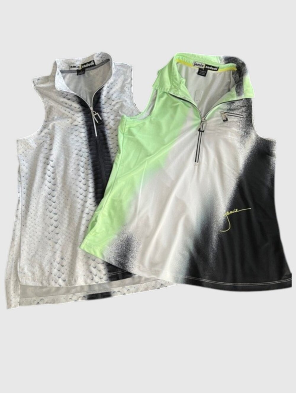 Jamie Sadock Golf Tops Bundle S 2 Sleeveless Zip Mock Neck Stretch UV Print